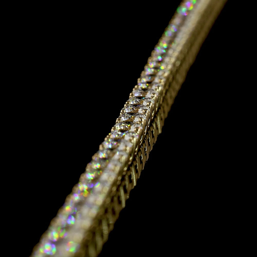 14K Yellow Gold 17" Tennis Necklace with 12.51 Carats of Round Lab Grown Diamonds in E-F VS1 Color and Clarity - Covaloro Fine Jewelry