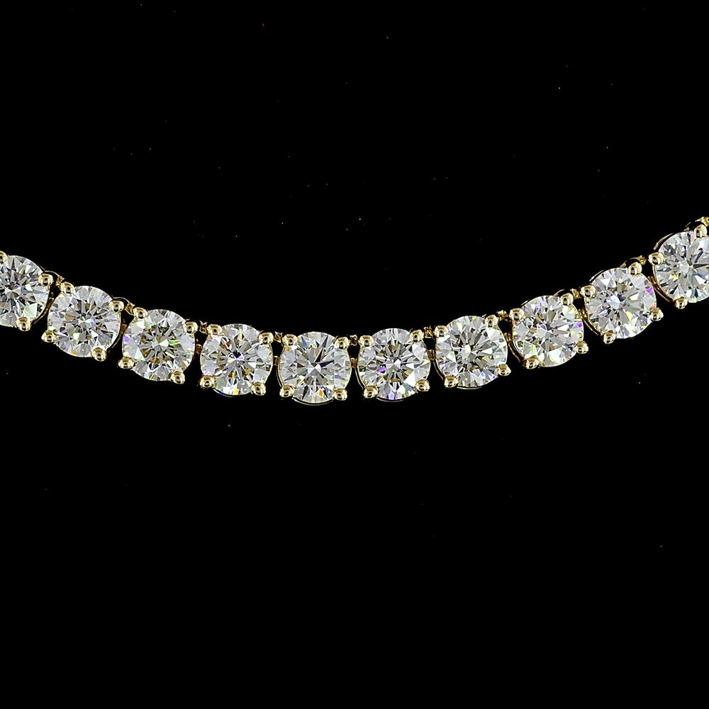 14K Yellow Gold 17" Tennis Necklace with 128 Round Brilliant Cut Lab Diamonds - E-F VS Clarity, 12.41 Carat Total Weight - Covaloro Fine Jewelry