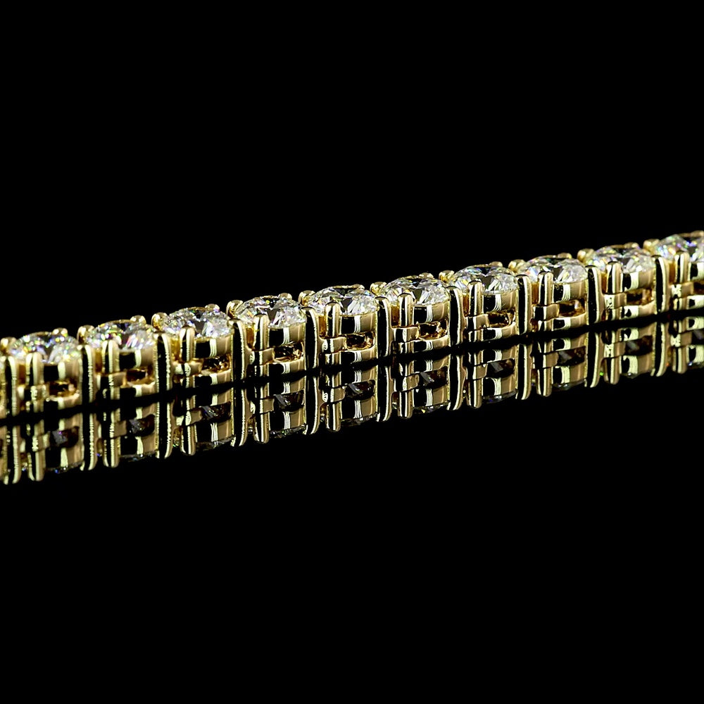 14K Yellow Gold 17" Tennis Necklace with 128 Round Brilliant Cut Lab Diamonds - E-F VS Clarity, 12.41 Carat Total Weight - Covaloro Fine Jewelry