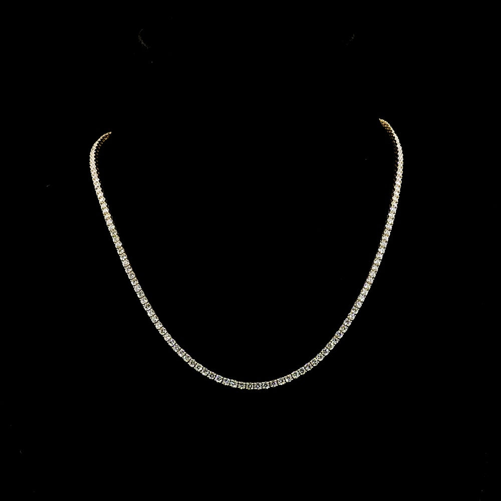 14K Yellow Gold 17" Tennis Necklace with 156 Round Lab Diamonds - 7.94 Carats Total Weight, E-F Color VS1 Clarity - Covaloro Fine Jewelry