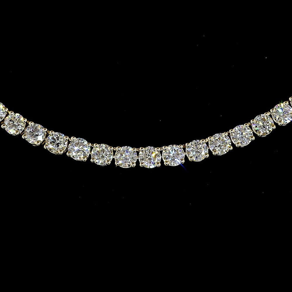 14K Yellow Gold 17" Tennis Necklace with 156 Round Lab Diamonds - 7.94 Carats Total Weight, E-F Color VS1 Clarity - Covaloro Fine Jewelry