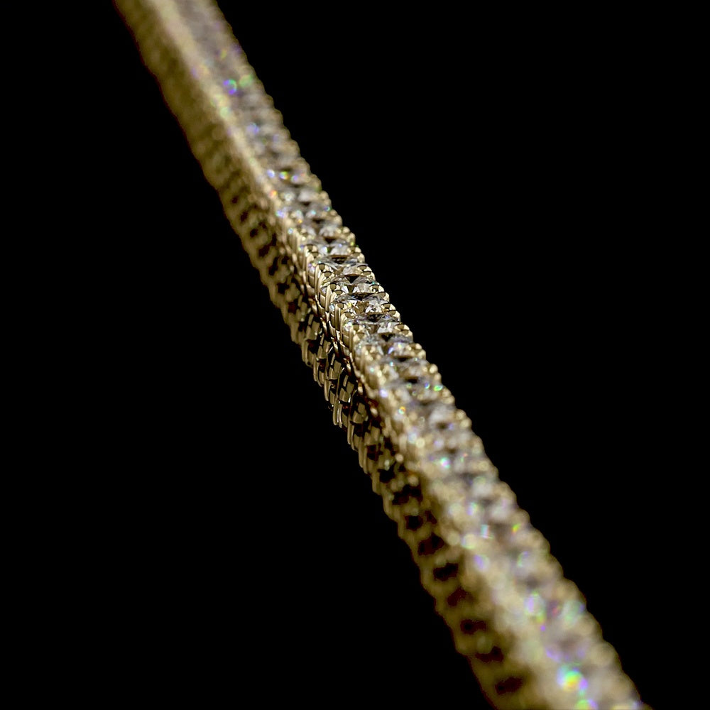 14K Yellow Gold 17" Tennis Necklace with 156 Round Lab Diamonds - 7.94 Carats Total Weight, E-F Color VS1 Clarity - Covaloro Fine Jewelry