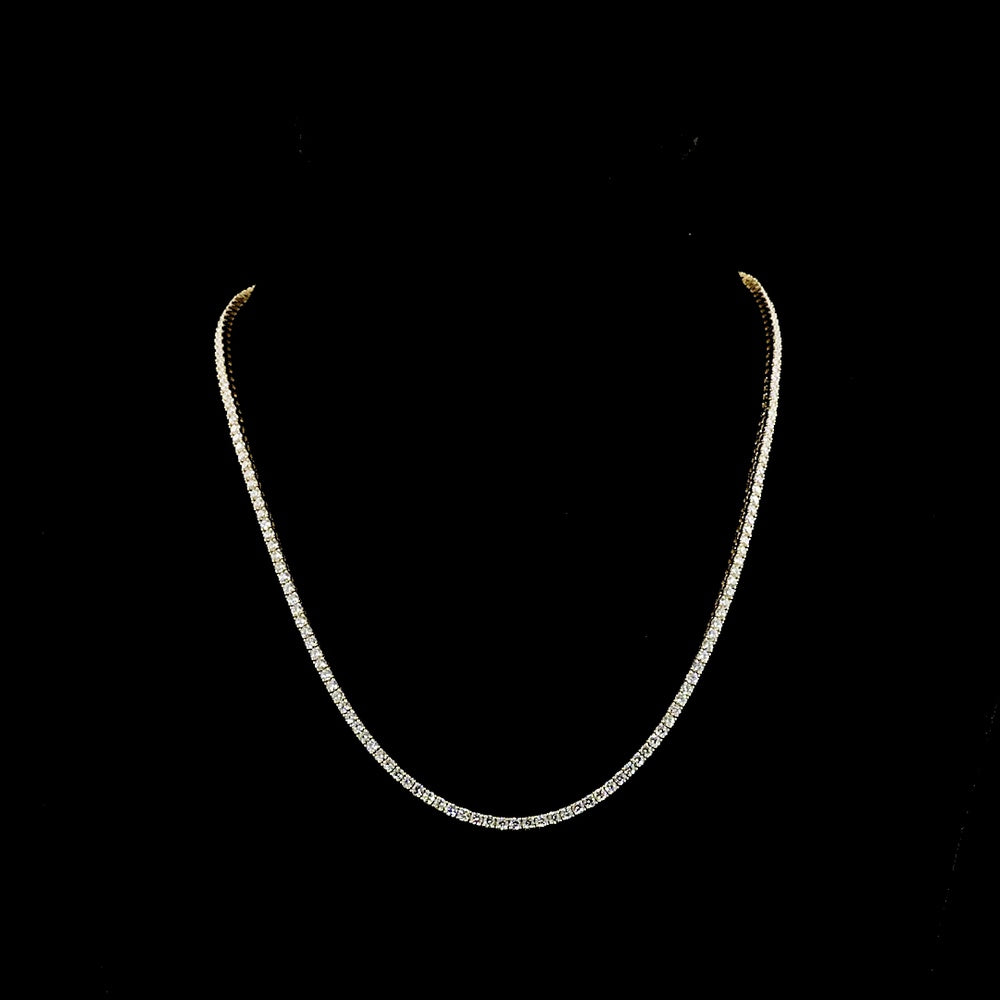 14K Yellow Gold 17" Tennis Necklace with 177 Prong-Set Round Lab Diamonds - E-F VS1 Clarity, 6.61 Carat Total Diamond Weight - Covaloro Fine Jewelry