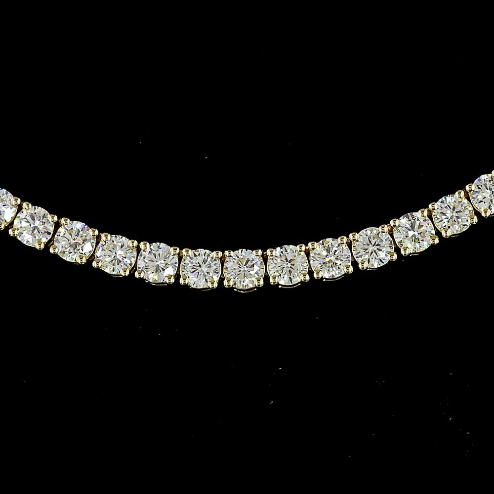 14K Yellow Gold 17" Tennis Necklace with 177 Prong-Set Round Lab Diamonds - E-F VS1 Clarity, 6.61 Carat Total Diamond Weight - Covaloro Fine Jewelry