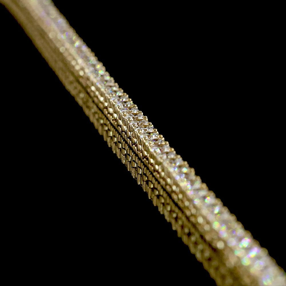 14K Yellow Gold 17" Tennis Necklace with 177 Prong-Set Round Lab Diamonds - E-F VS1 Clarity, 6.61 Carat Total Diamond Weight - Covaloro Fine Jewelry