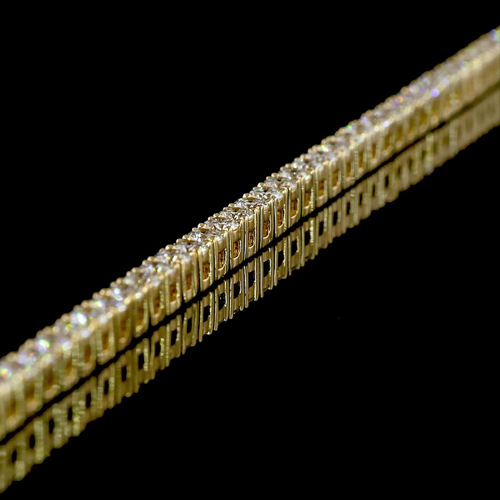 14K Yellow Gold 17" Tennis Necklace with 177 Prong-Set Round Lab Diamonds - E-F VS1 Clarity, 6.61 Carat Total Diamond Weight - Covaloro Fine Jewelry