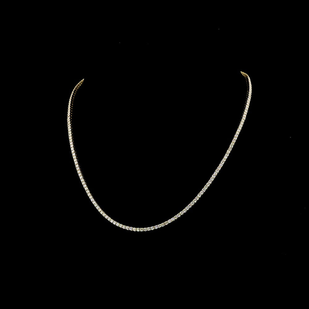 14K Yellow Gold 17" Tennis Necklace with 196 Round Brilliant Cut Lab Grown Diamonds - 5.52 Carat Total Weight E-F VS - Covaloro Fine Jewelry