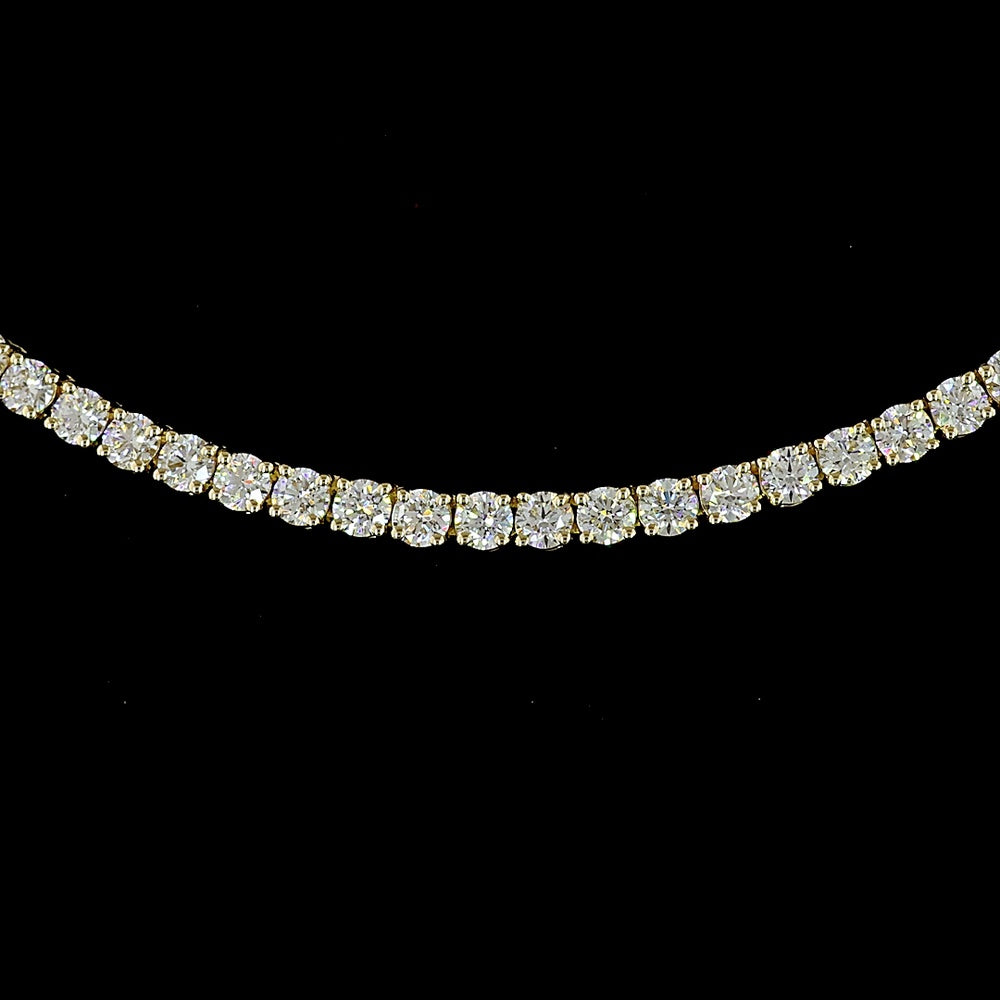 14K Yellow Gold 17" Tennis Necklace with 196 Round Brilliant Cut Lab Grown Diamonds - 5.52 Carat Total Weight E-F VS - Covaloro Fine Jewelry