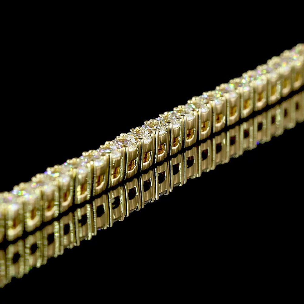 14K Yellow Gold 17" Tennis Necklace with 196 Round Brilliant Cut Lab Grown Diamonds - 5.52 Carat Total Weight E-F VS - Covaloro Fine Jewelry