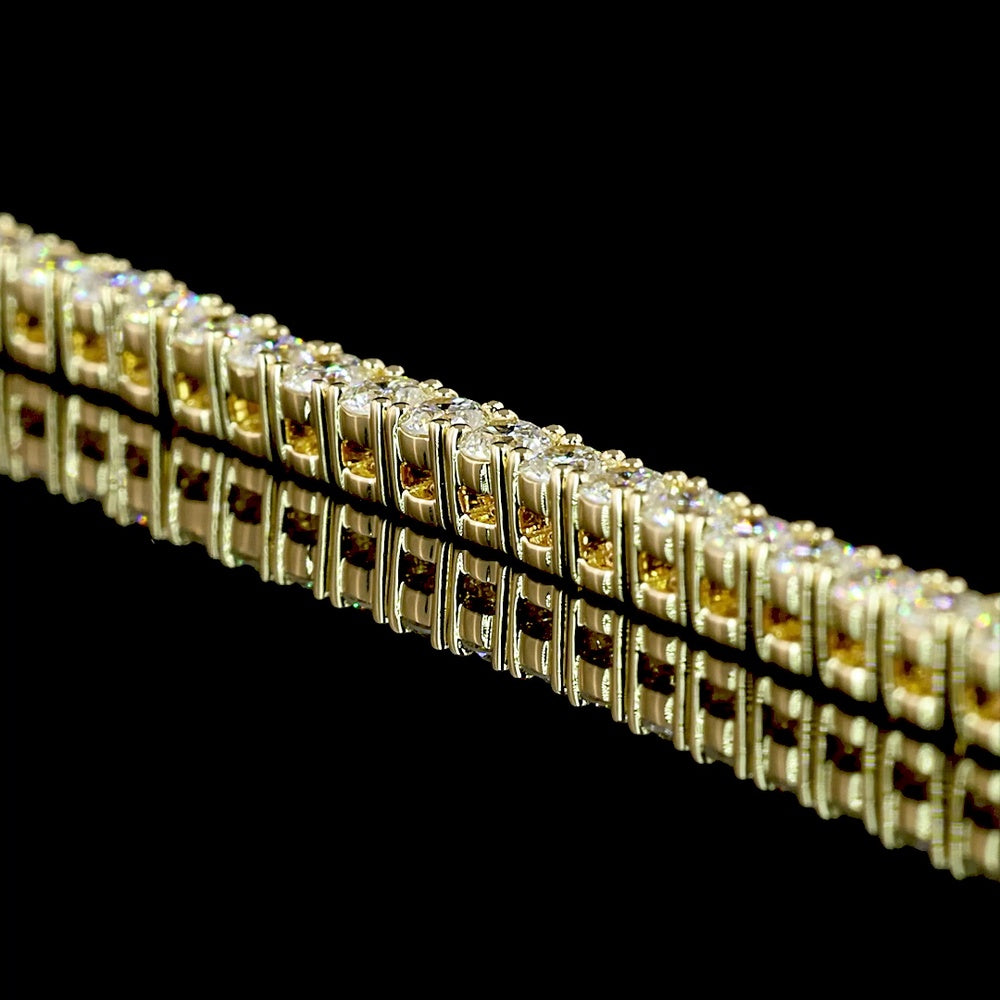 14K Yellow Gold 17" Tennis Necklace with 196 Round Brilliant Cut Lab Grown Diamonds - 5.52 Carat Total Weight E-F VS - Covaloro Fine Jewelry