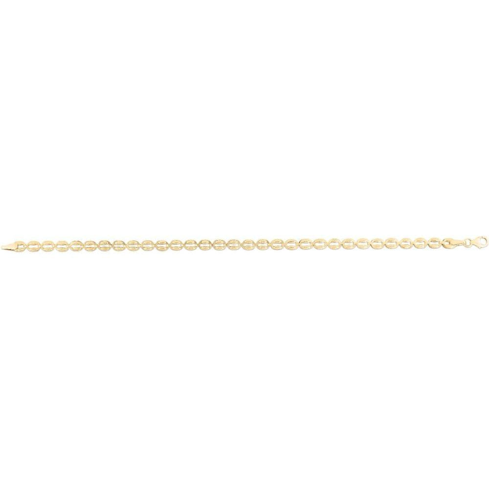 14K Yellow Gold 17" Textured Puffed Oval Link Chain with Lobster Clasp by Orozza Fine Jewelry