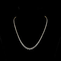 14K Yellow Gold 173-Stone Graduated Riviera Necklace with Round Brilliant Cut Lab Diamonds - 10.23 Carats Total Diamond Weight - Covaloro Fine Jewelry