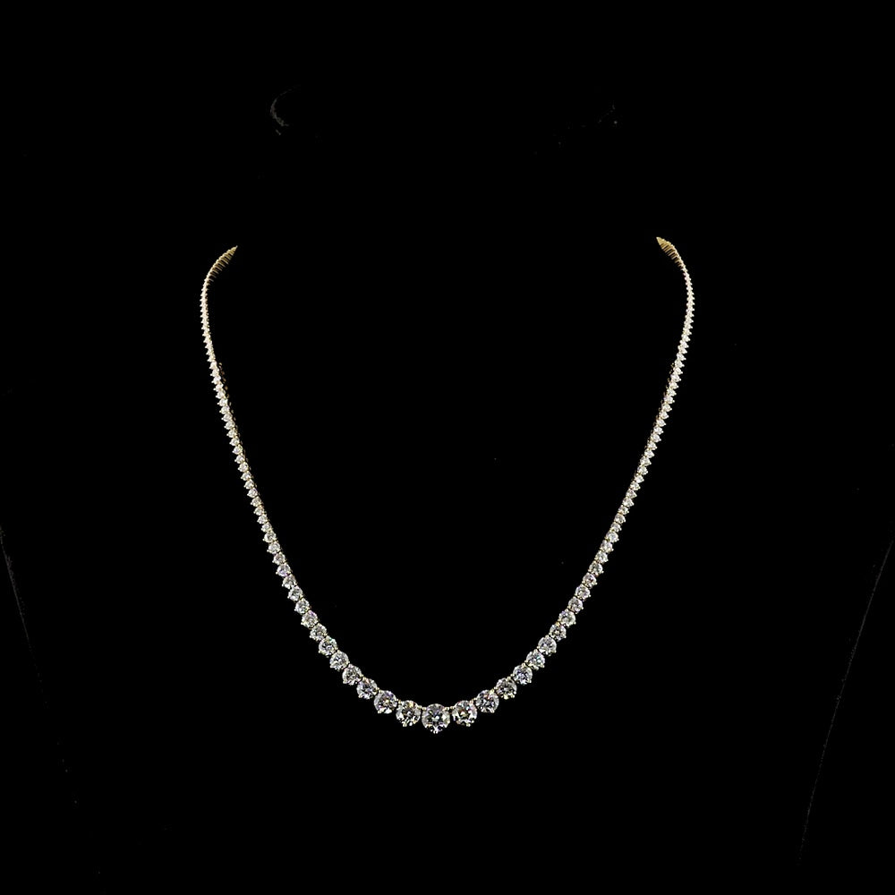 14K Yellow Gold 173-Stone Graduated Riviera Necklace with Round Brilliant Cut Lab Diamonds - 10.23 Carats Total Diamond Weight - Covaloro Fine Jewelry