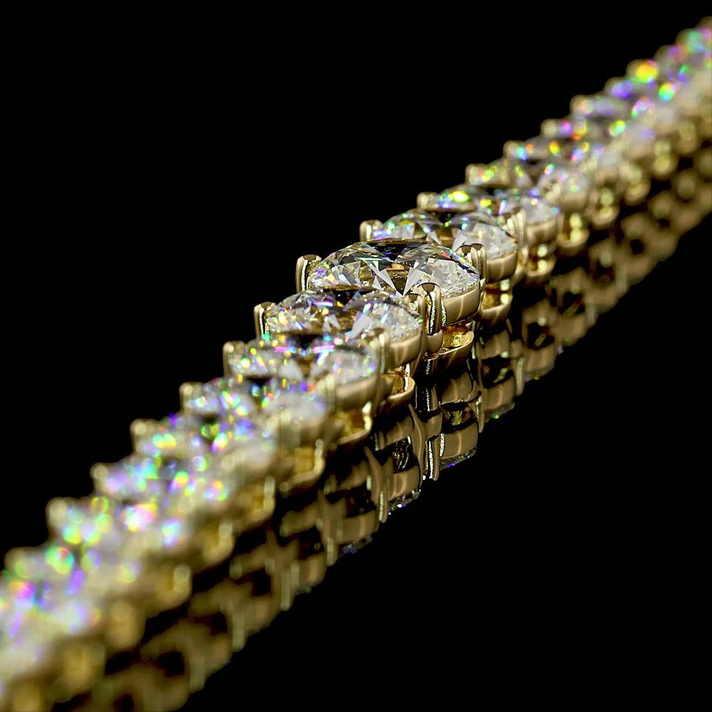 14K Yellow Gold 173-Stone Graduated Riviera Necklace with Round Brilliant Cut Lab Diamonds - 10.23 Carats Total Diamond Weight - Covaloro Fine Jewelry