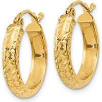 14K Yellow Gold 17mm Diamond-Cut Hollow Hoop Earrings by 0