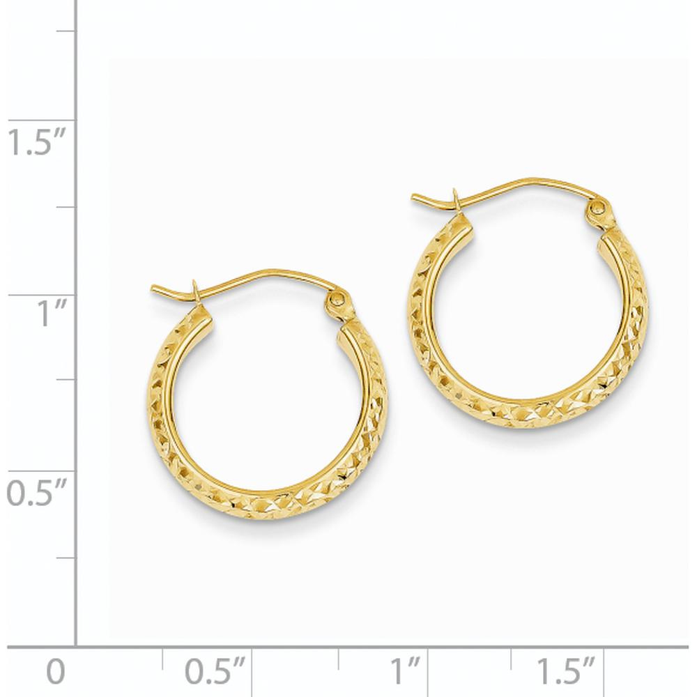 14K Yellow Gold 17mm Diamond-Cut Hollow Hoop Earrings by 0