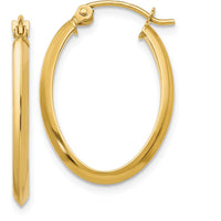 14K Yellow Gold 17mm Polished Oval Hoop Earrings by 0