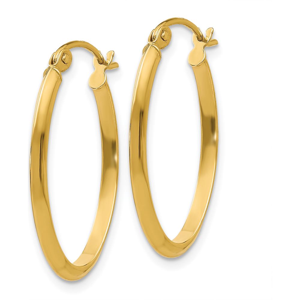 14K Yellow Gold 17mm Polished Oval Hoop Earrings by 0