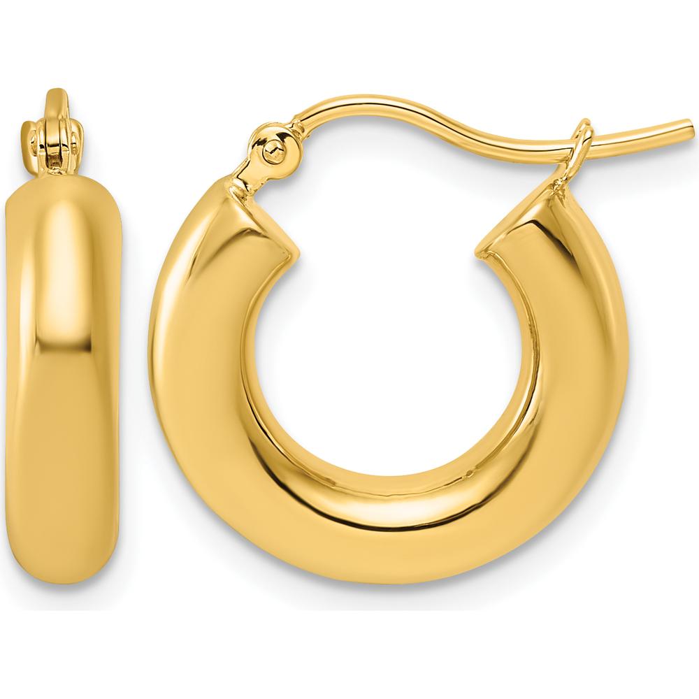 14K Yellow Gold 17mm Polished Tube Hoop Earrings by 0