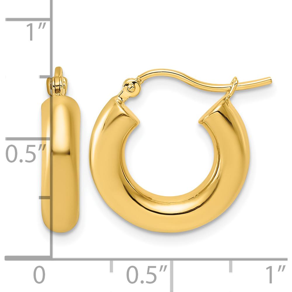 14K Yellow Gold 17mm Polished Tube Hoop Earrings by 0