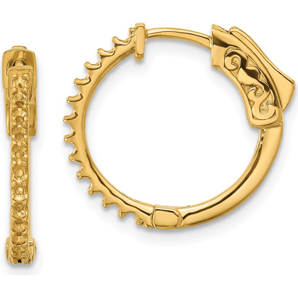 14K Yellow Gold 17mm Round Hoop Earrings with Safety Clasp - Polished Finish by Oro Pregiato