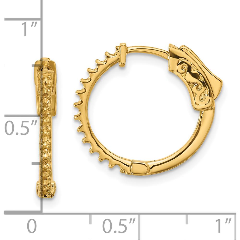 14K Yellow Gold 17mm Round Hoop Earrings with Safety Clasp - Polished Finish by Oro Pregiato