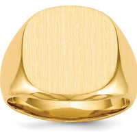 14K Yellow Gold 17x16mm Men's Signet Ring with Satin Finish and Tapered Band by 0