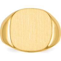 14K Yellow Gold 17x16mm Men's Signet Ring with Satin Finish and Tapered Band by 0