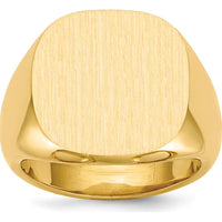14K Yellow Gold 17x17mm Closed Back Men's Signet Ring - Polished & Satin Finish by 0