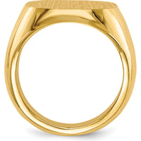 14K Yellow Gold 17x17mm Closed Back Men's Signet Ring - Polished & Satin Finish by 0