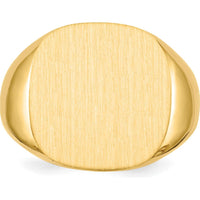 14K Yellow Gold 17x17mm Closed Back Men's Signet Ring - Polished & Satin Finish by 0