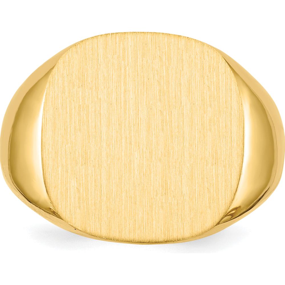 14K Yellow Gold 17x17mm Closed Back Men's Signet Ring - Polished & Satin Finish by 0