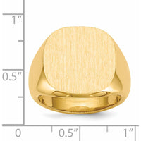 14K Yellow Gold 17x17mm Closed Back Men's Signet Ring - Polished & Satin Finish by 0