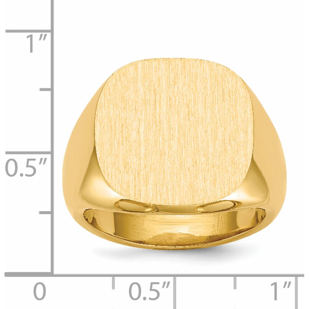 14K Yellow Gold 17x17mm Closed Back Men's Signet Ring - Polished & Satin Finish by 0