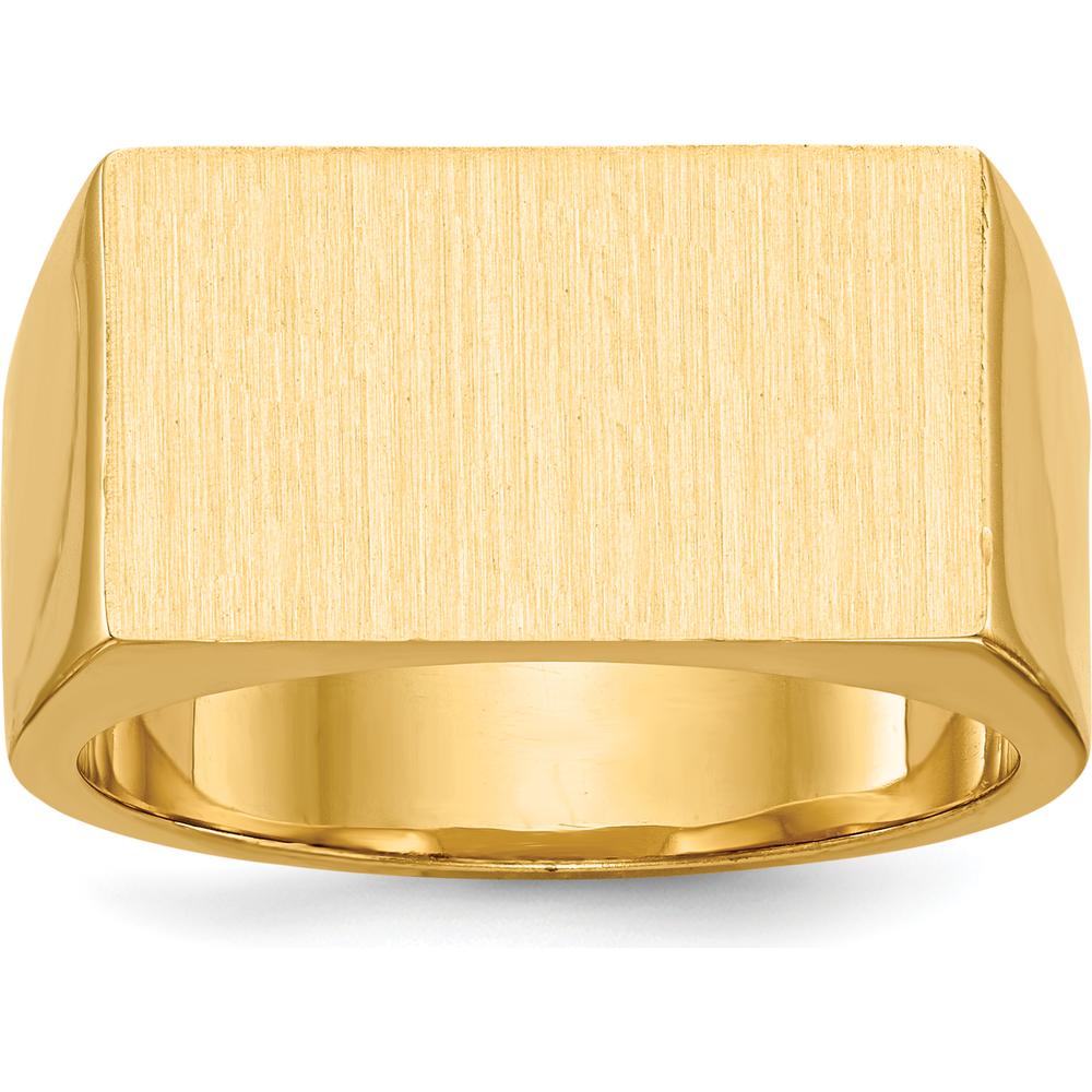 14K Yellow Gold 18.0x10.5mm Satin and Polished Men's Signet Ring by 0