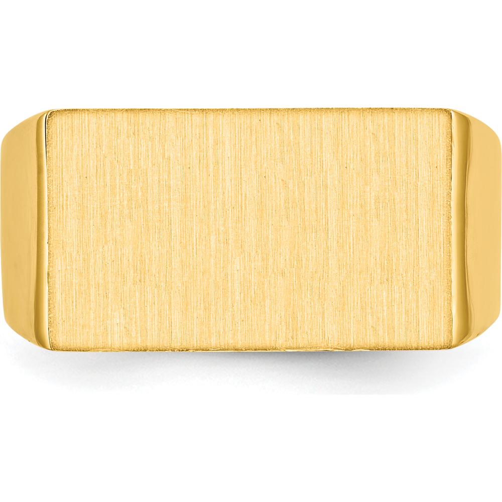 14K Yellow Gold 18.0x10.5mm Satin and Polished Men's Signet Ring by 0