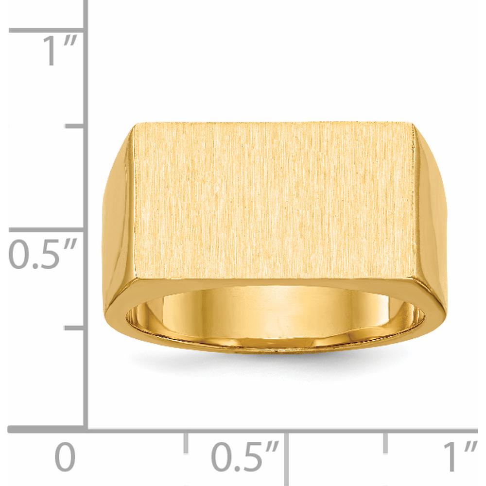 14K Yellow Gold 18.0x10.5mm Satin and Polished Men's Signet Ring by 0