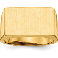 14K Yellow Gold 18.0x11.0mm Brushed and Polished Open Back Men's Signet Ring by 0