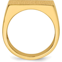 14K Yellow Gold 18.0x11.0mm Brushed and Polished Open Back Men's Signet Ring by 0