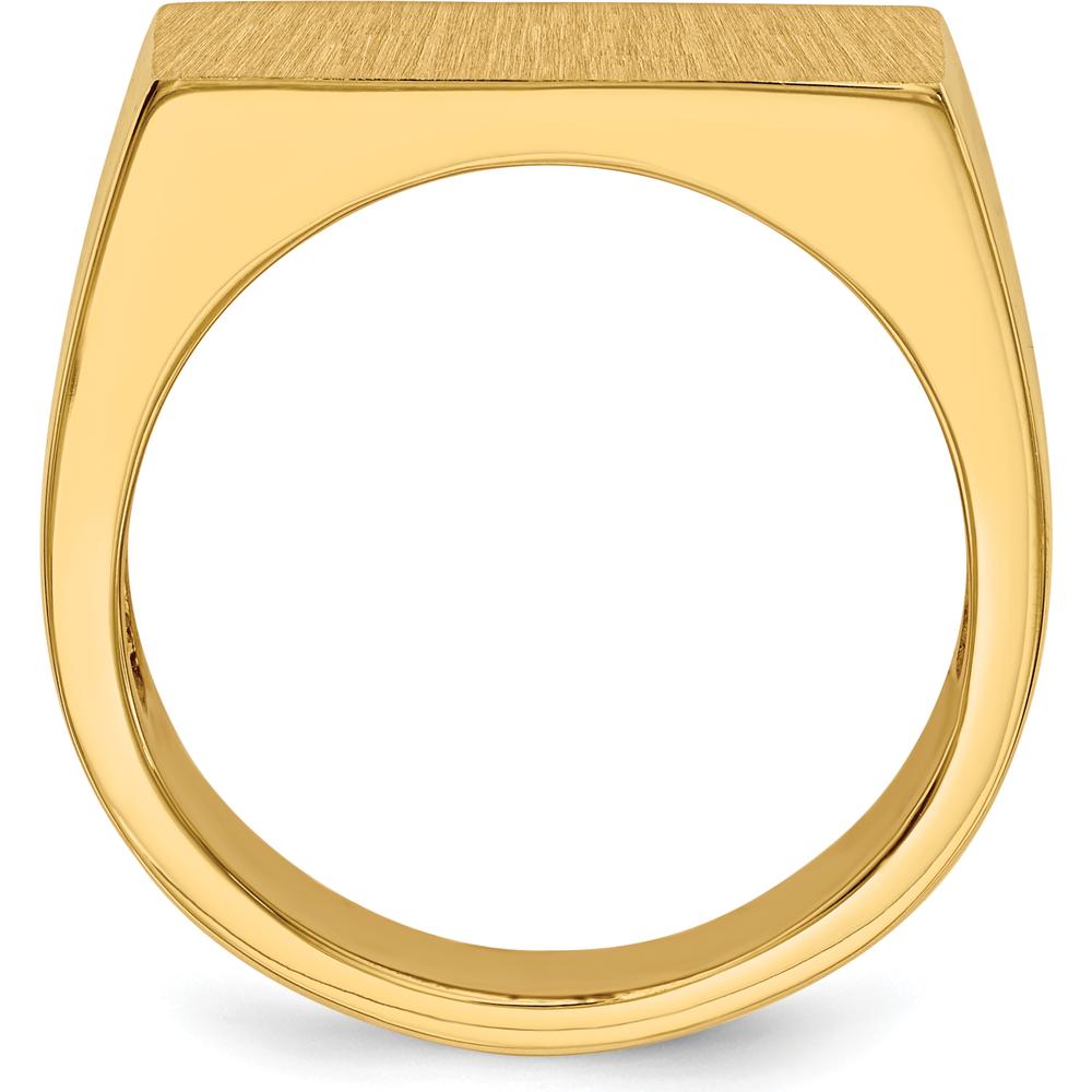 14K Yellow Gold 18.0x11.0mm Brushed and Polished Open Back Men's Signet Ring by 0
