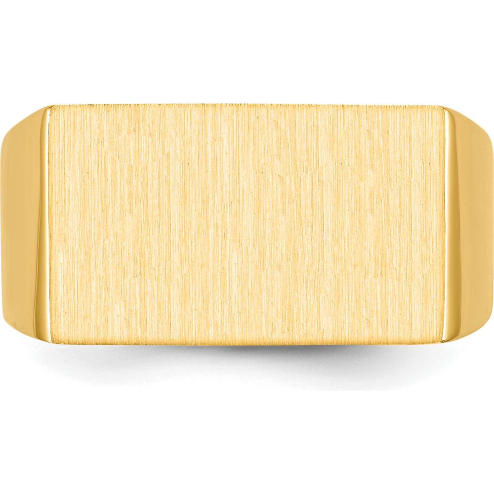 14K Yellow Gold 18.0x11.0mm Brushed and Polished Open Back Men's Signet Ring by 0