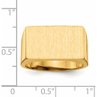 14K Yellow Gold 18.0x11.0mm Brushed and Polished Open Back Men's Signet Ring by 0