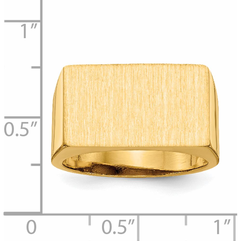 14K Yellow Gold 18.0x11.0mm Brushed and Polished Open Back Men's Signet Ring by 0