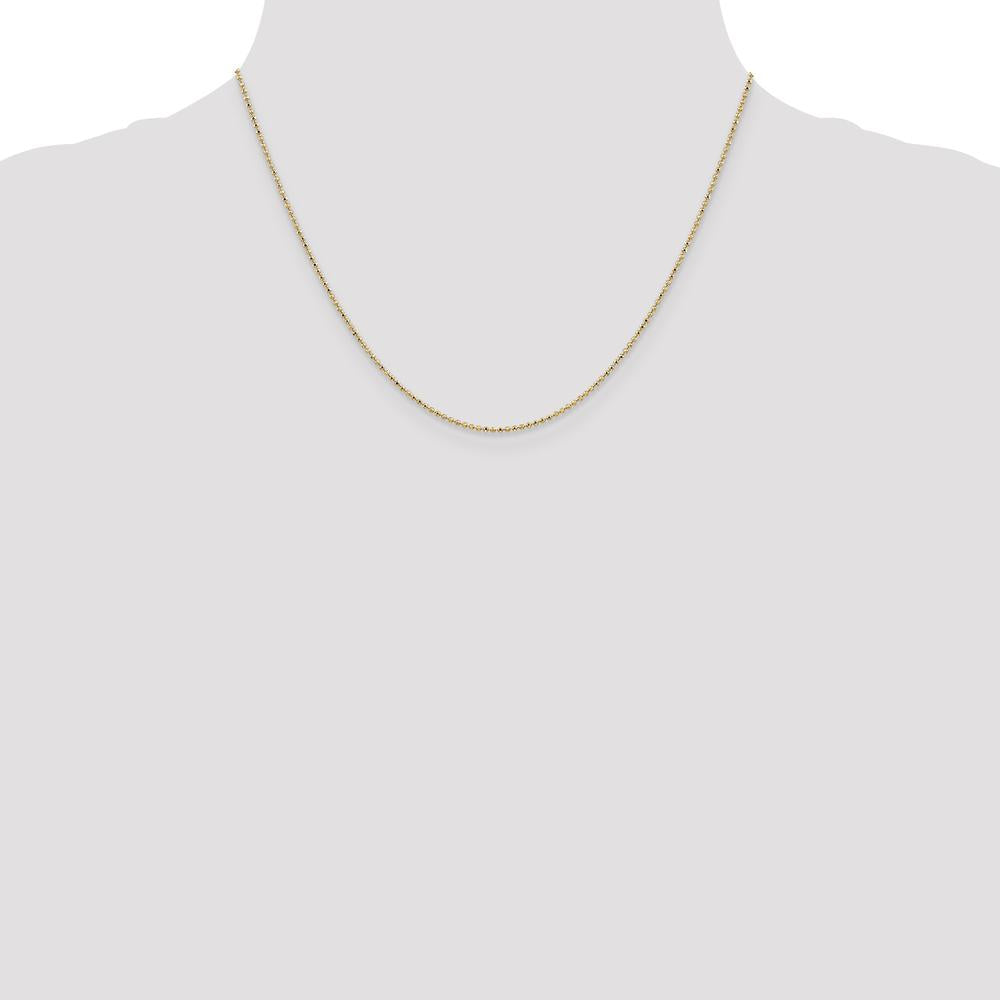 14K Yellow Gold 18" 1.2mm Diamond-Cut Beaded Chain with Lobster Clasp by Oro Pregiato