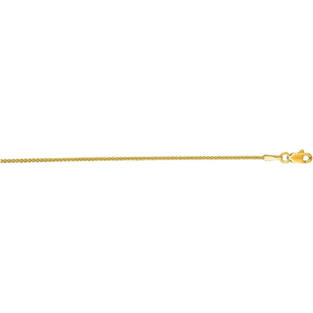 14K Yellow Gold 18" 1.2mm Round Wheat Chain Necklace with Polished Finish by Orozza Fine Jewelry