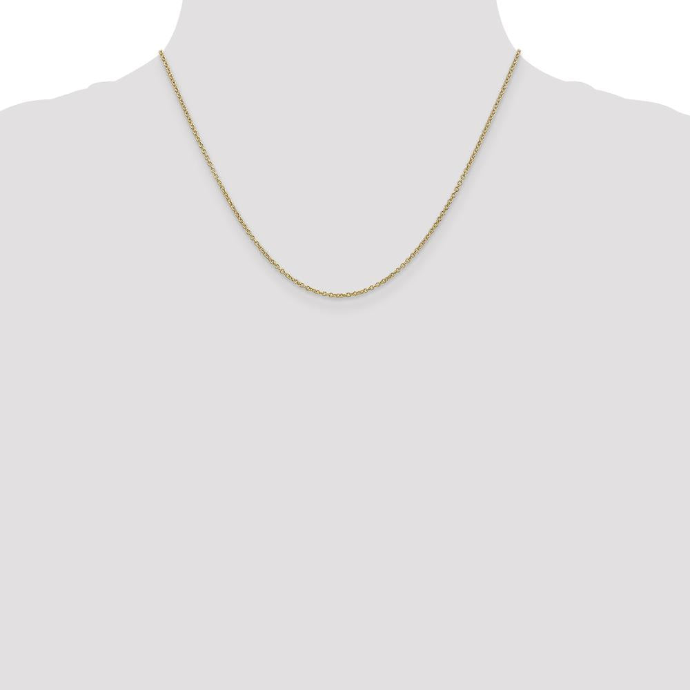 14K Yellow Gold 18" 1.4mm Round Open Wide Link Cable Chain with Lobster Clasp by Oro Pregiato