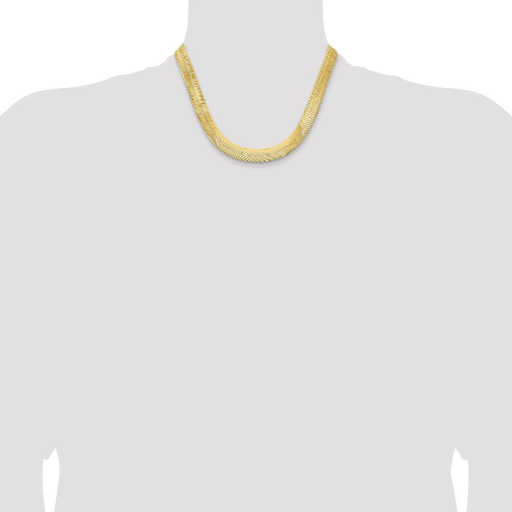 14K Yellow Gold 18" 10mm Polished Herringbone Chain Necklace with Lobster Clasp by 0
