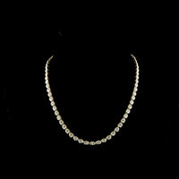 14K Yellow Gold 18.16 Carat Oval Cut Lab Diamond Tennis Necklace with East-West Bezel Setting - E-F VS2 Clarity - Covaloro Fine Jewelry