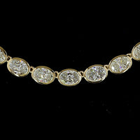 14K Yellow Gold 18.16 Carat Oval Cut Lab Diamond Tennis Necklace with East-West Bezel Setting - E-F VS2 Clarity - Covaloro Fine Jewelry