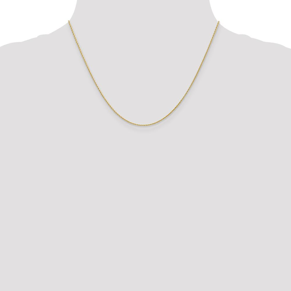 14K Yellow Gold 18" 1mm Round Wheat Chain Necklace with Lobster Clasp by Oro Pregiato